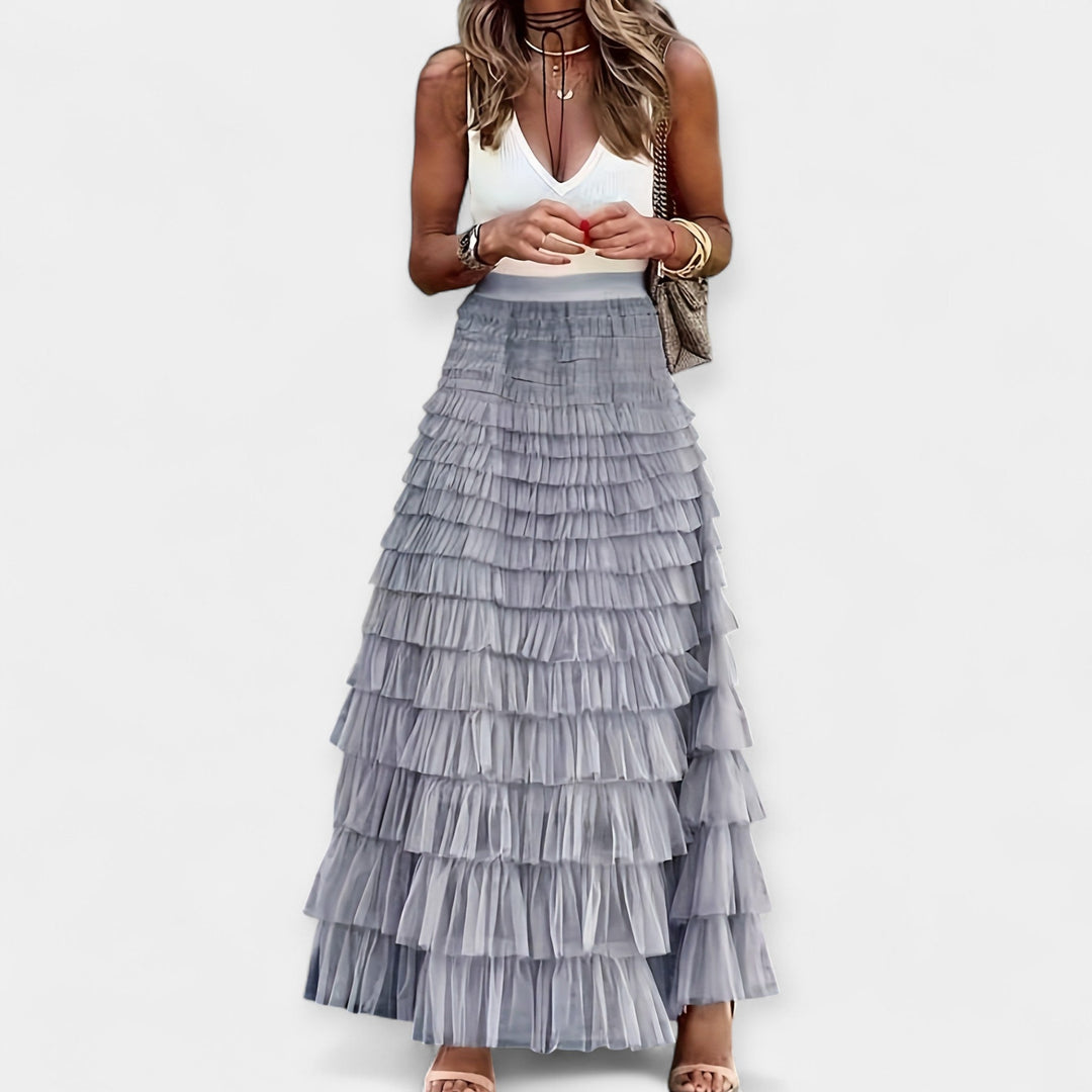 Boho Svārki ar Tīkla Satīna Apdari