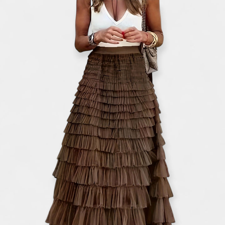 Boho Svārki ar Tīkla Satīna Apdari