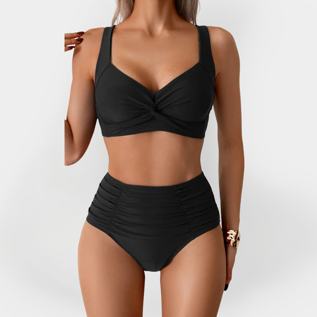 Sieviešu Augsta Izgriezuma Bikini Ar Apdari Uz Krūtīm