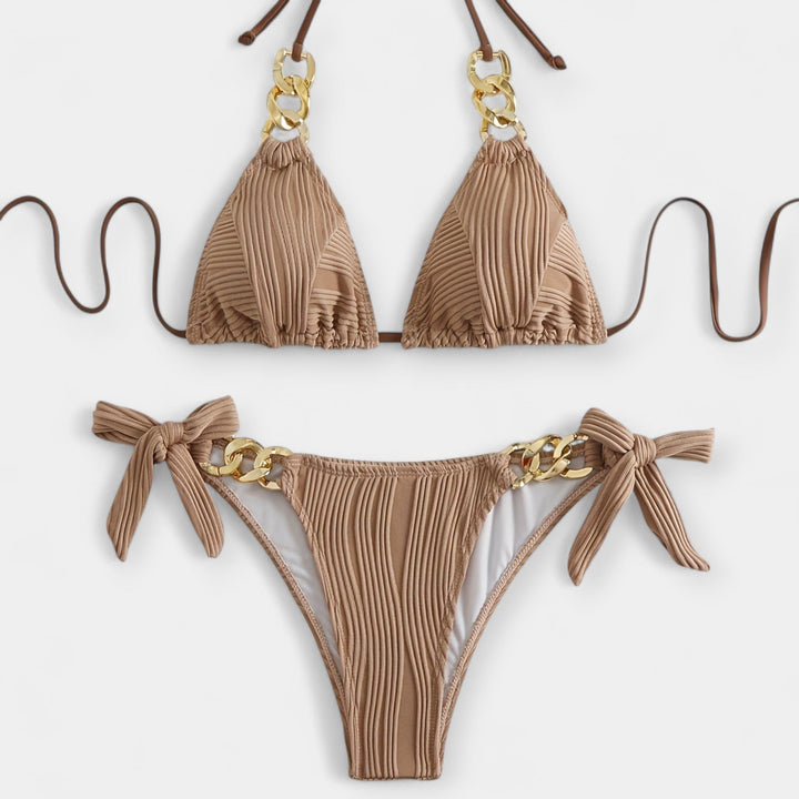 Svītrainais Bikini Komplekts ar Šuvēm