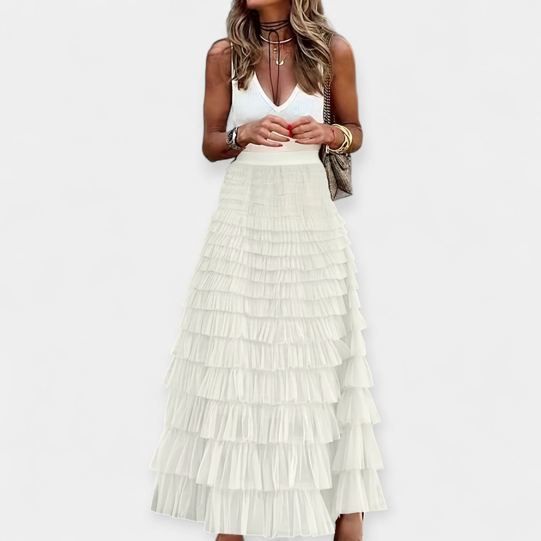 Boho Svārki ar Tīkla Satīna Apdari