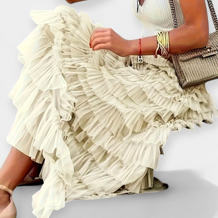 Boho Svārki ar Tīkla Satīna Apdari