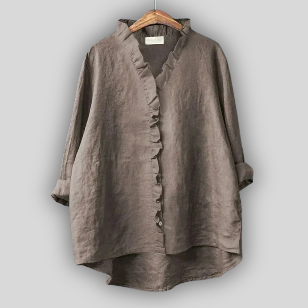 Linen Blūze Zemes Krāsā