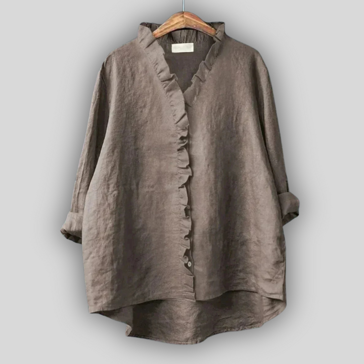 Linen Blūze Zemes Krāsā