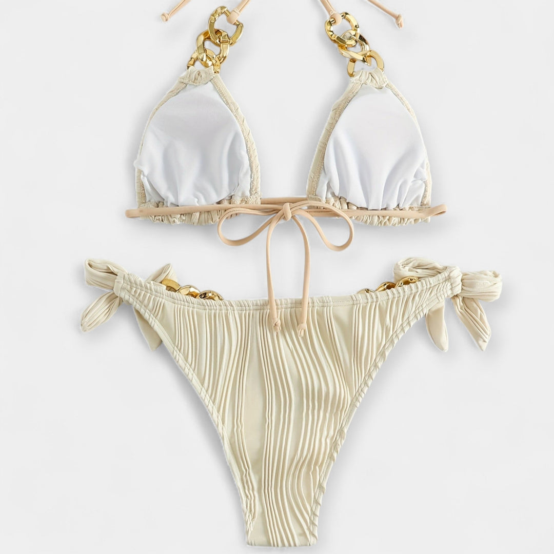 Svītrainais Bikini Komplekts ar Šuvēm