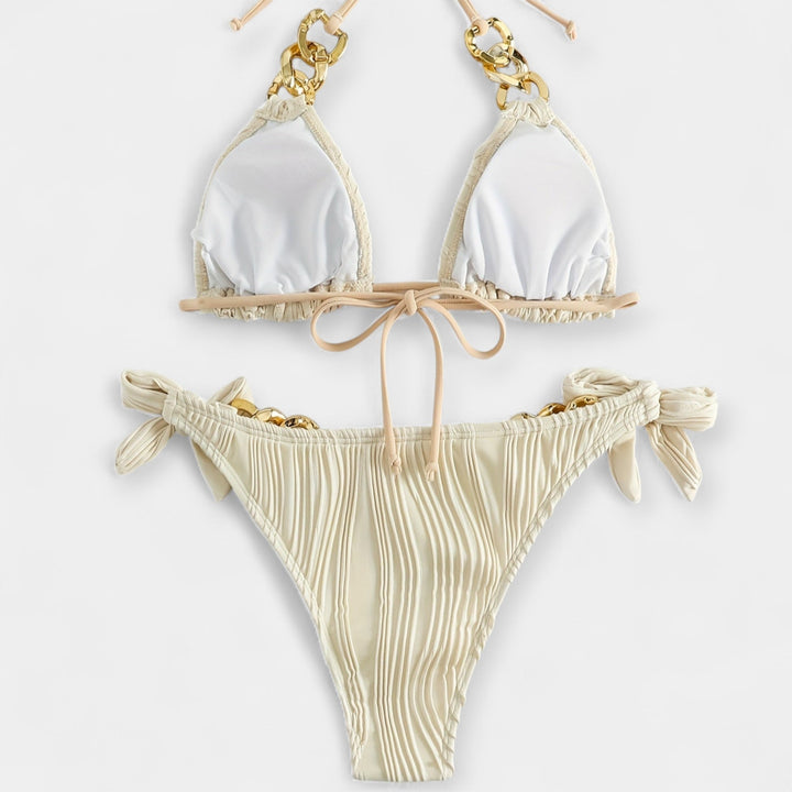 Svītrainais Bikini Komplekts ar Šuvēm