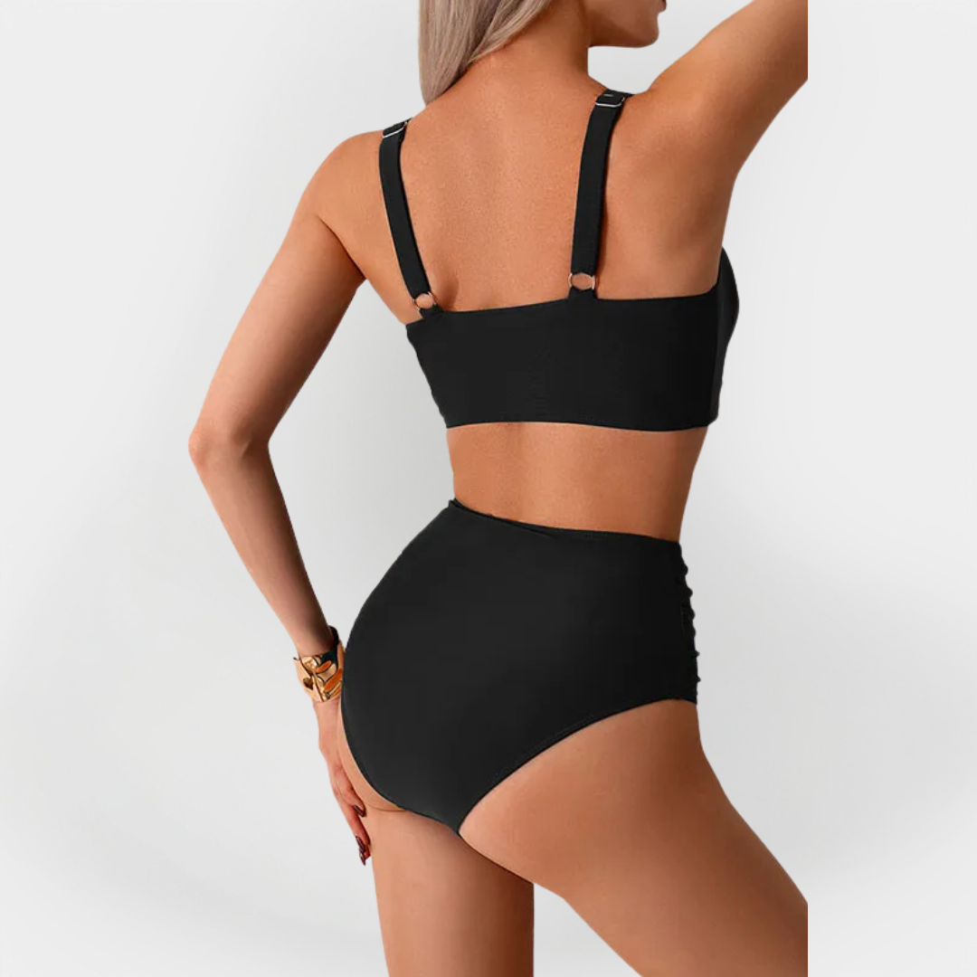 Sieviešu Augsta Izgriezuma Bikini Ar Apdari Uz Krūtīm