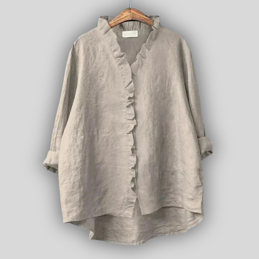 Linen Blūze Zemes Krāsā