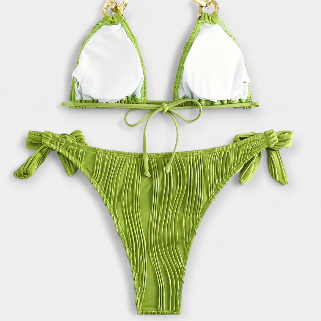 Svītrainais Bikini Komplekts ar Šuvēm