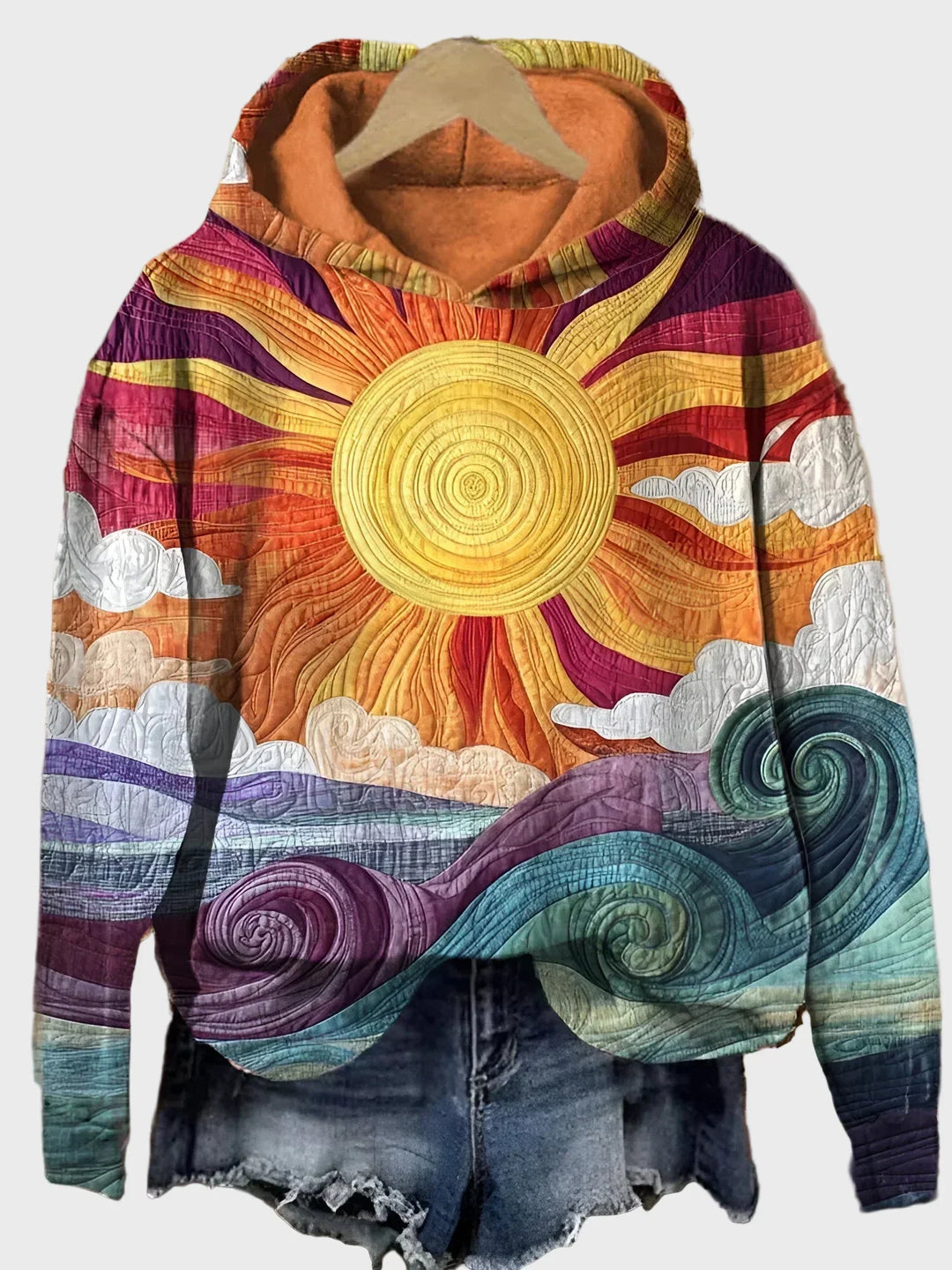 Laima - Retro Hoodie ar Saules Stariem